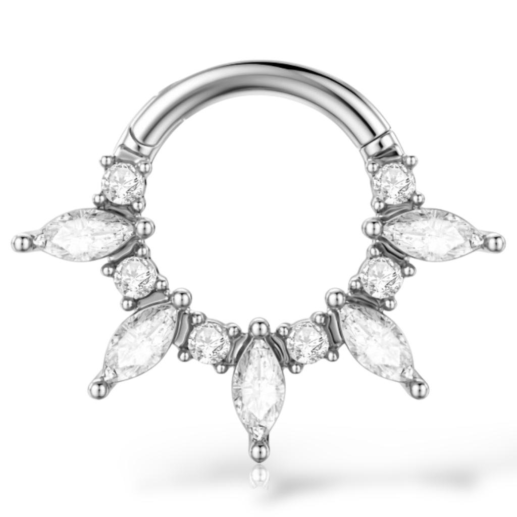 Steel Clicker Silber mit tropfenförmigen Zirkonia