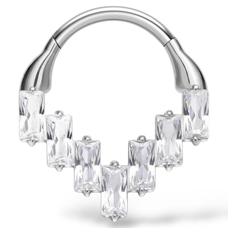 Klicker aus Titan mit rechteckigen Zirkonen