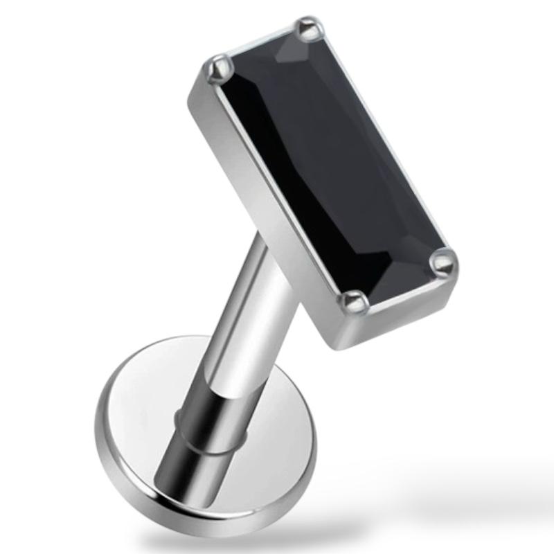 Labret-Ohrring aus Titan mit rechteckigem Zirkonia