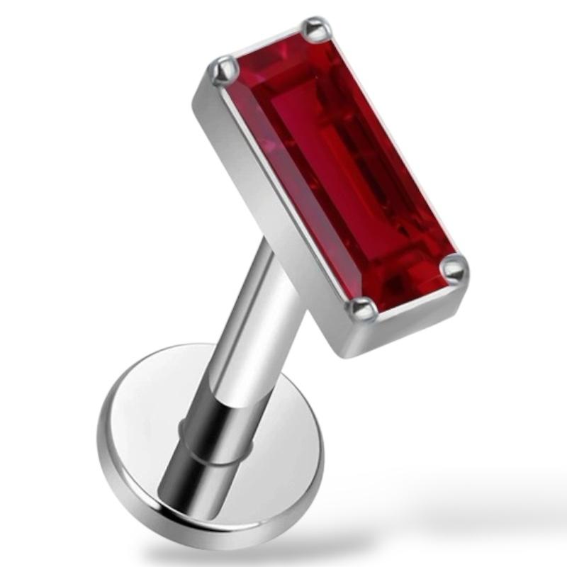 Labret-Ohrring aus Titan mit rechteckigem Zirkonia