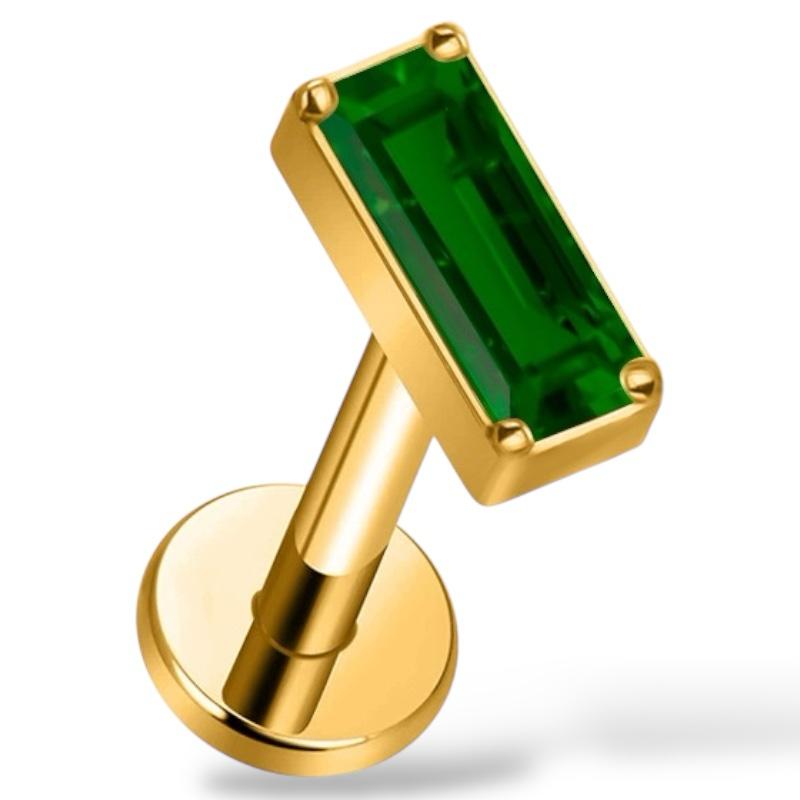 Labret aus Titan und Gold mit rechteckigem Zirkonia