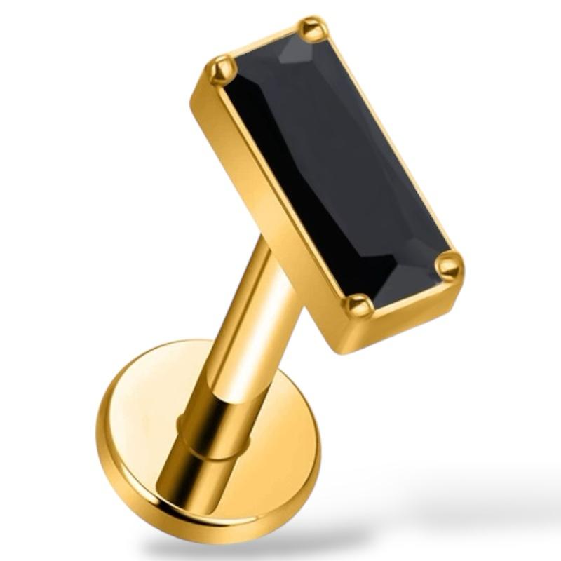 Labret aus Titan und Gold mit rechteckigem Zirkonia