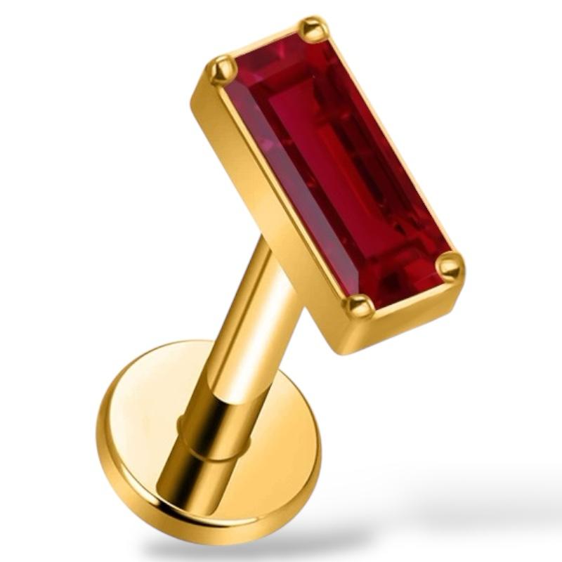 Labret aus Titan und Gold mit rechteckigem Zirkonia