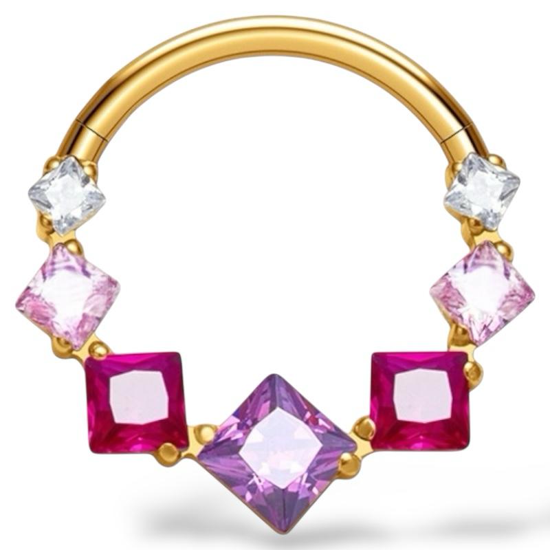 Ohrring aus Titan und Gold mit quadratischen Zirkonen