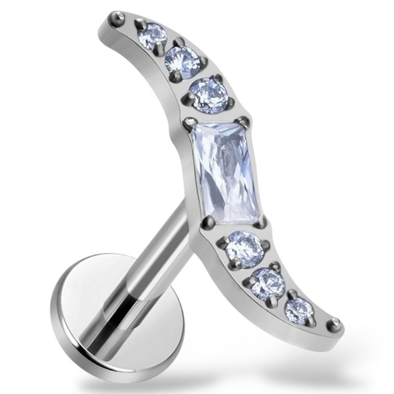 Labret aus Titan mit dekorativen Zirkonen