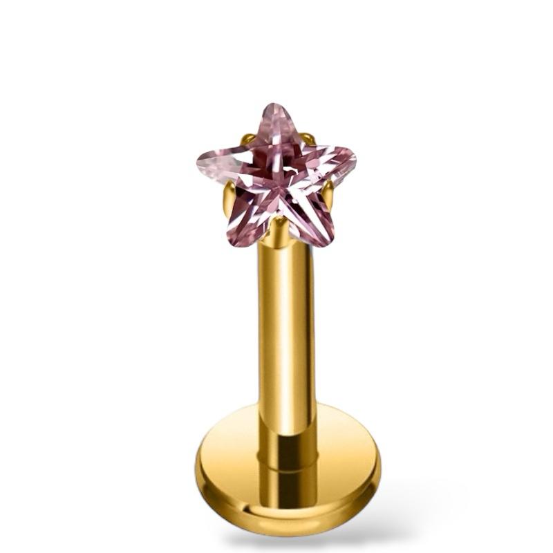 Labret-Ohrring aus Titangold mit sternförmigem Zirkonia