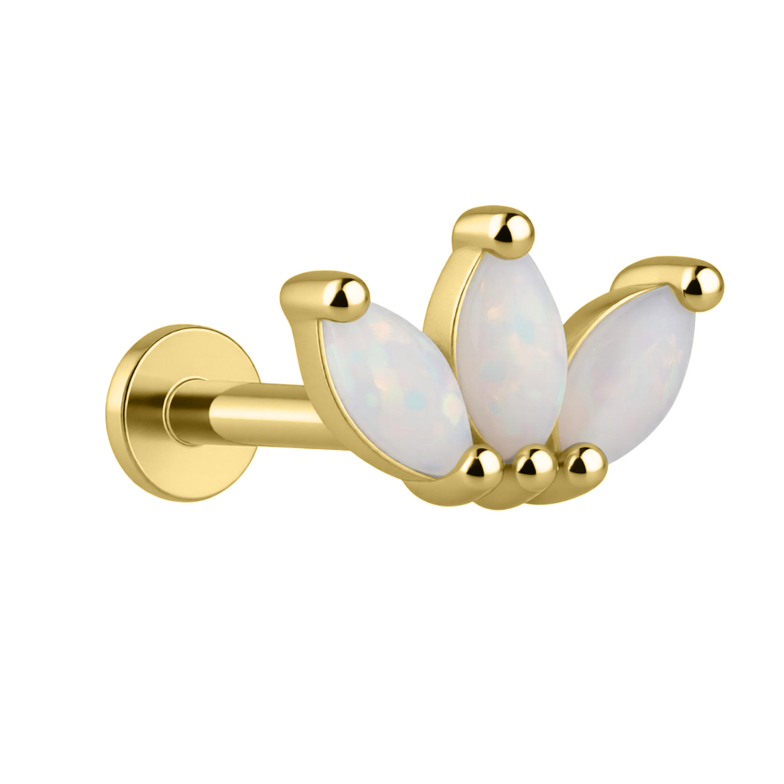 Goldener Labret-Ohrring mit dreifachem Marquise-Opal – SILBER 925