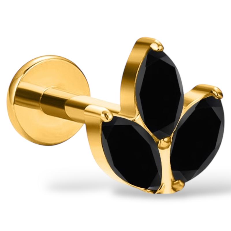 Labret-Ring aus Titan und Gold mit dreifachem Marquise-Schliff und Zirkonia