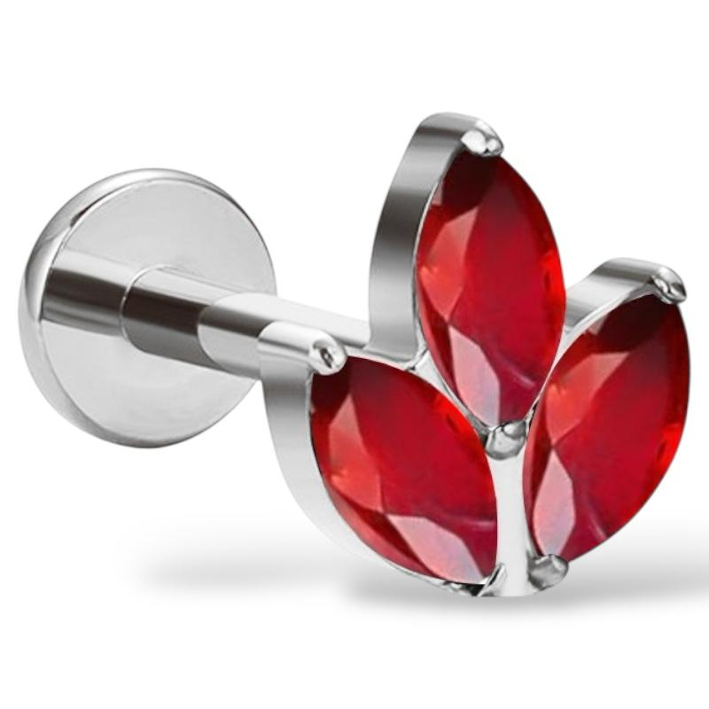 Labret aus Titan und Silber mit dreifachem Zirkonia im Marquise-Stil