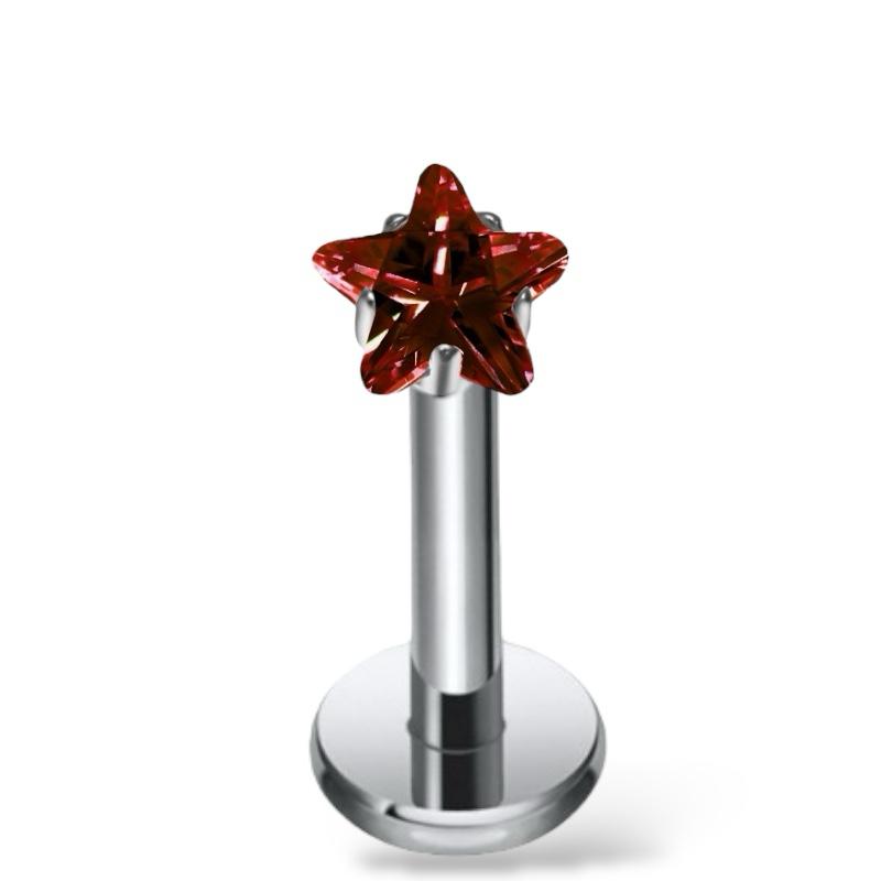 Labret-Ohrring aus Titansilber mit sternförmigem Zirkonia