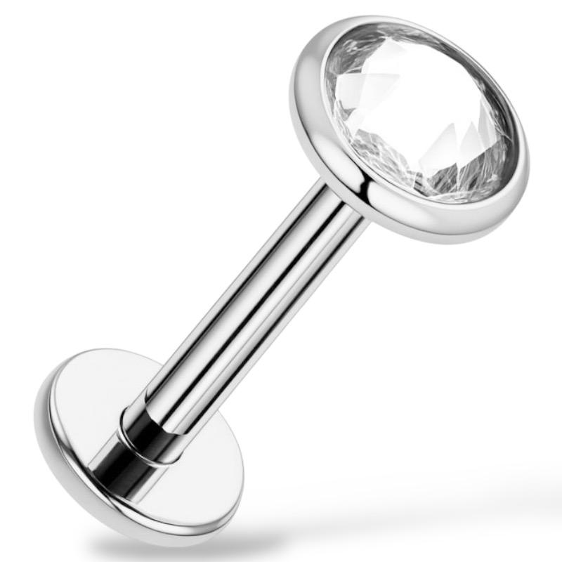 Tytanowy złoty labret z okrągłą cyrkonią