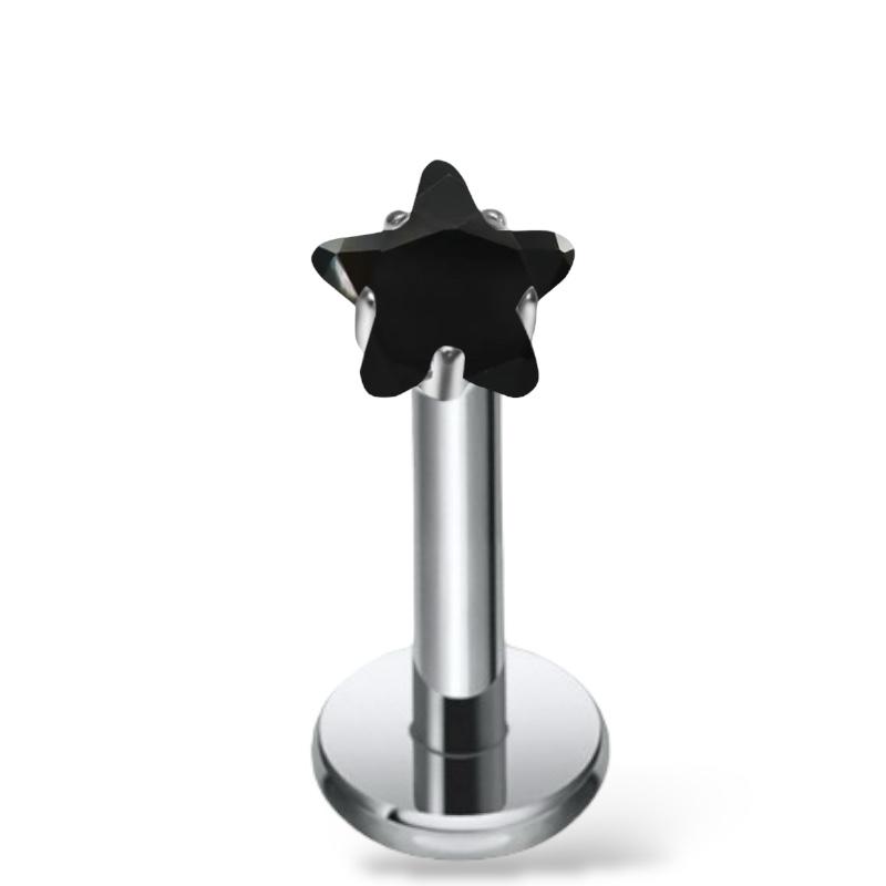 Labret-Ohrring aus Titansilber mit sternförmigem Zirkonia