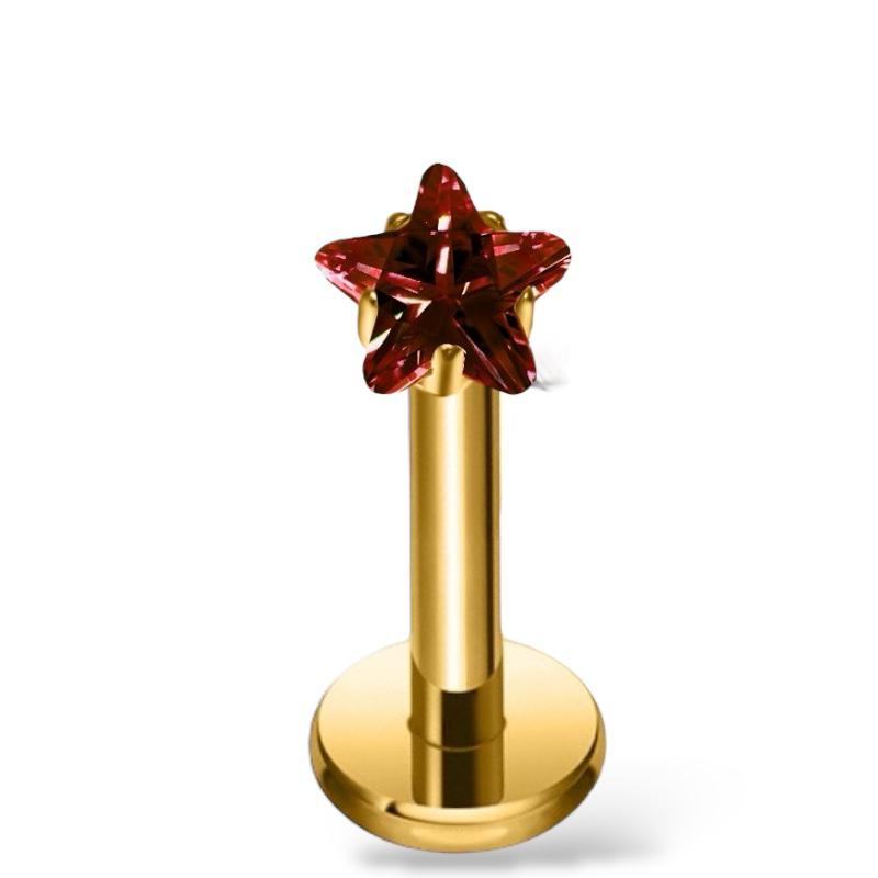 Labret-Ohrring aus Titangold mit sternförmigem Zirkonia