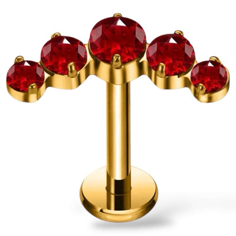 Dekoratives Labret aus Titan und Gold mit Zirkonia
