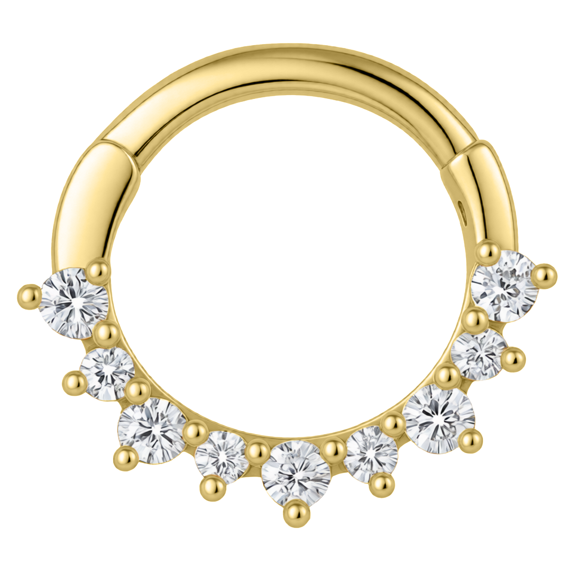 Clicker, goldfarben, verziert mit Zirkonia - SILBER 925