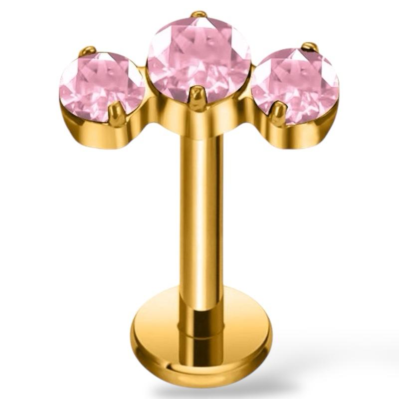 Labret aus Titan und Gold mit drei Zirkonen