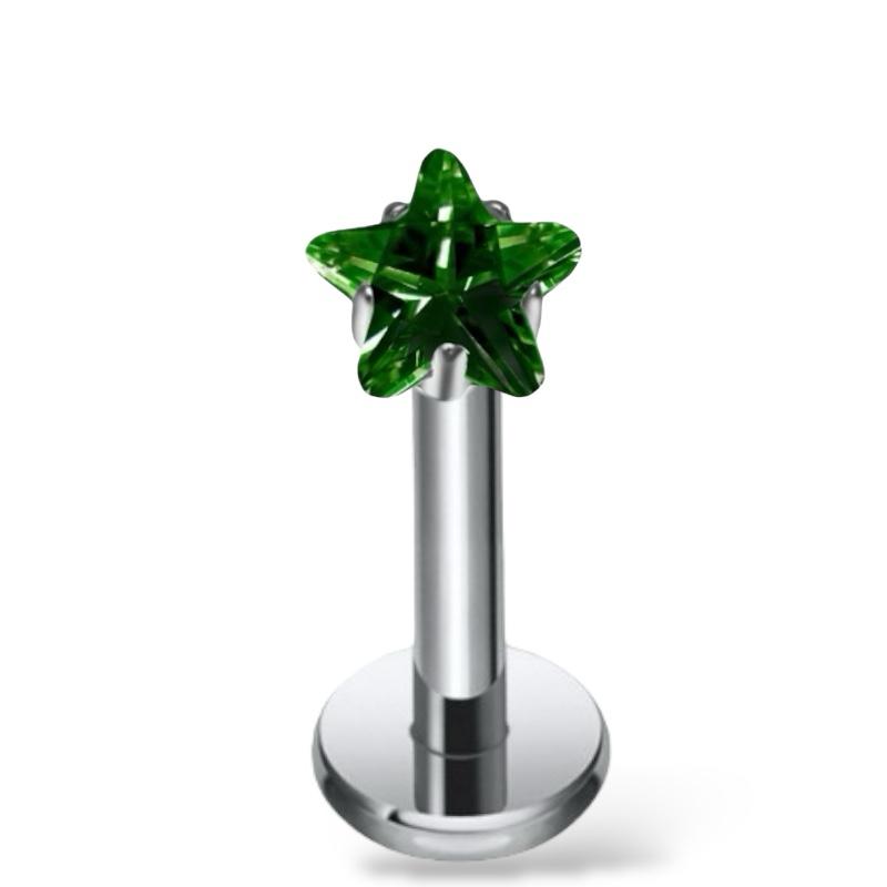 Labret-Ohrring aus Titansilber mit sternförmigem Zirkonia