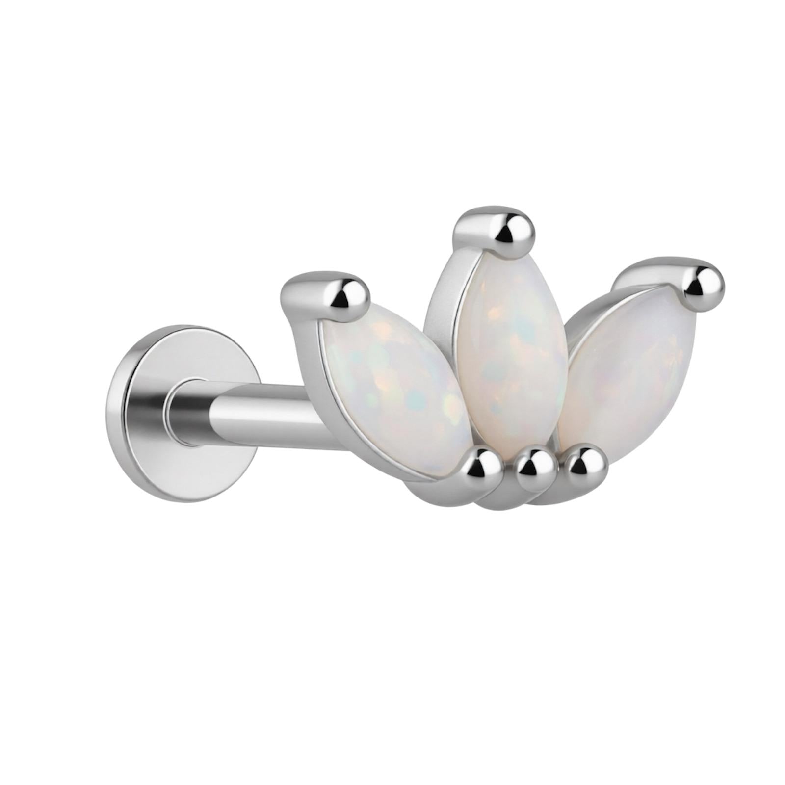 Silbernes Labret mit dreifachem Marquise-Opal – SILBER 925
